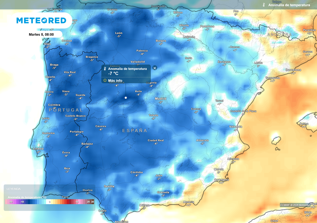 El inicio del mes estará marcado por anomalías térmicas negativas..
