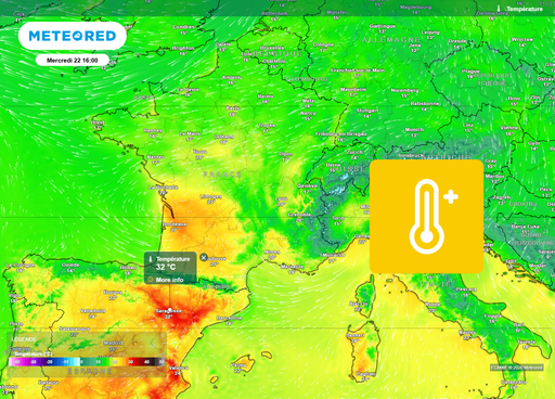 La chaleur accumul&eacute;e en Espagne pourrait s'&eacute;tendre &agrave; la France ce mercredi 22 avril : voici les temp&eacute;ratures pr&eacute;vues !