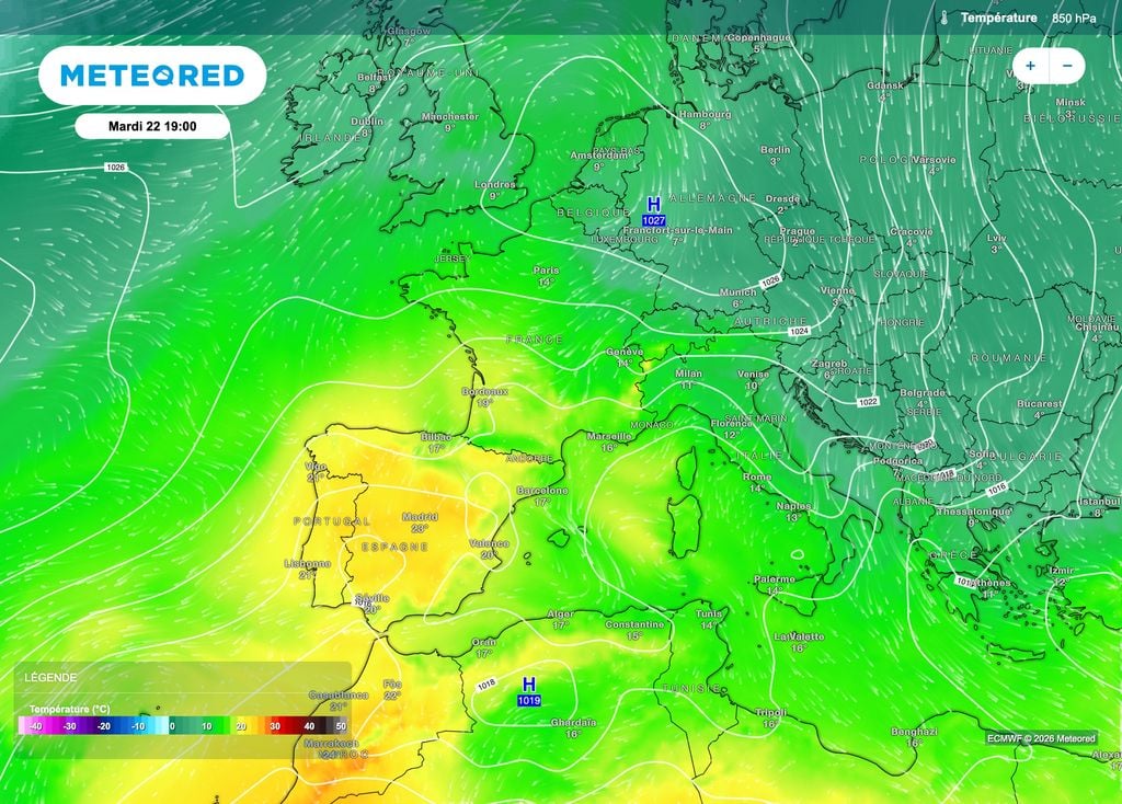Un air doux à chaud va dominer au-dessus du pays. Un air doux à chaud va dominer au-dessus du pays.