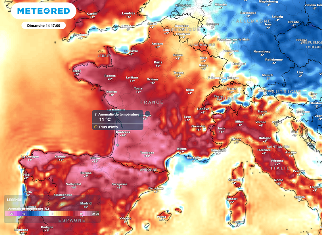 Avec l'arrivée des fortes chaleurs, les valeurs seront parfois supérieures de plus de 10°C aux normales de saison. Avec l'arrivée des fortes chaleurs, les valeurs seront parfois supérieures de plus de 10°C aux normales de saison.