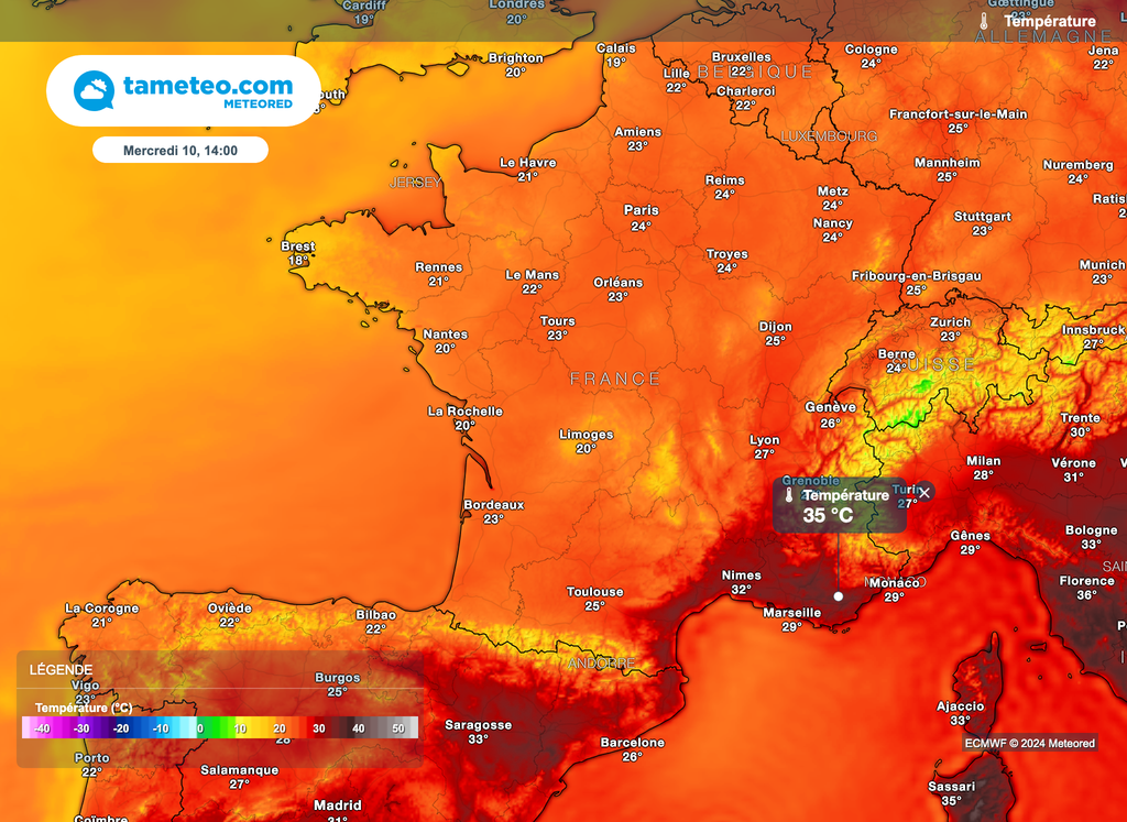 Fortes chaleurs plutôt brèves sauf près de la grande bleue.