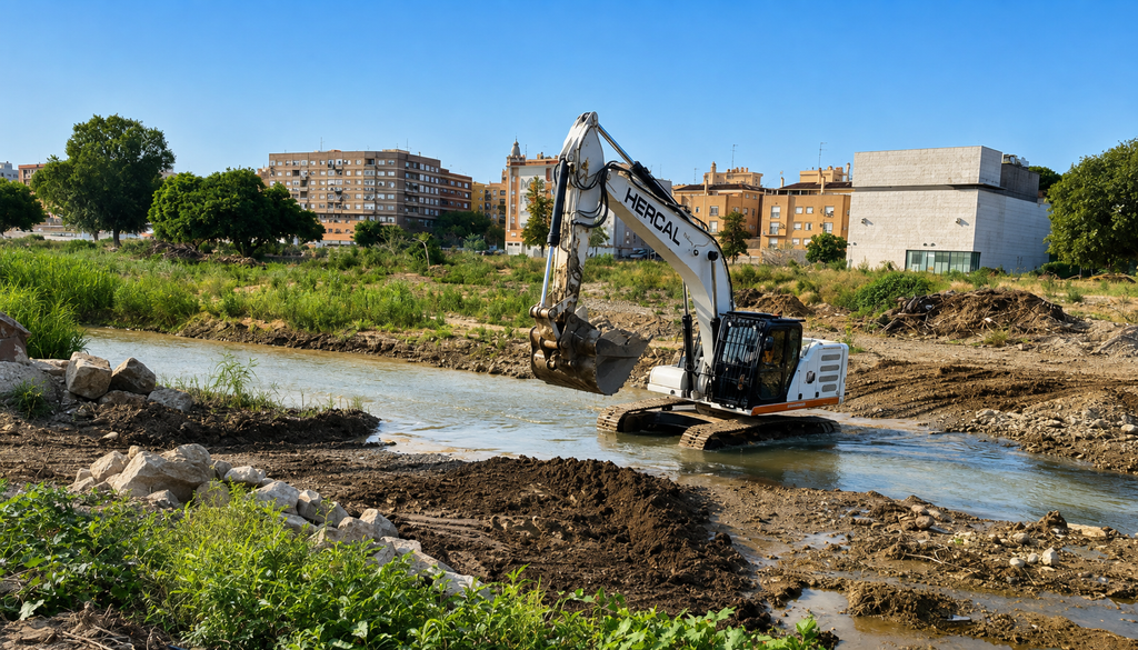 Limpieza del nuevo cauce del río Turia en 2025.