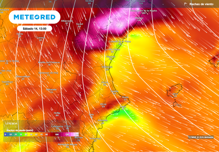 La Comunidad Valenciana debe prepararse para vientos de hasta 140 km/h