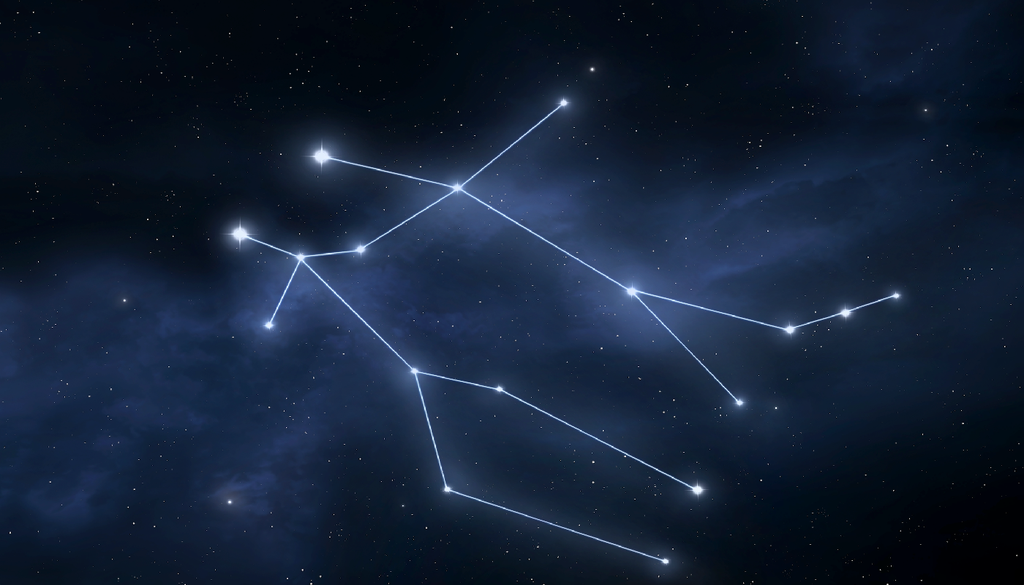 Costellazione dei Gemelli La costellazione dei Gemelli. Le due stelle più brillanti, Castore e Polluce, sono posizionate in corrispondenza della teste dei due Gemelli.