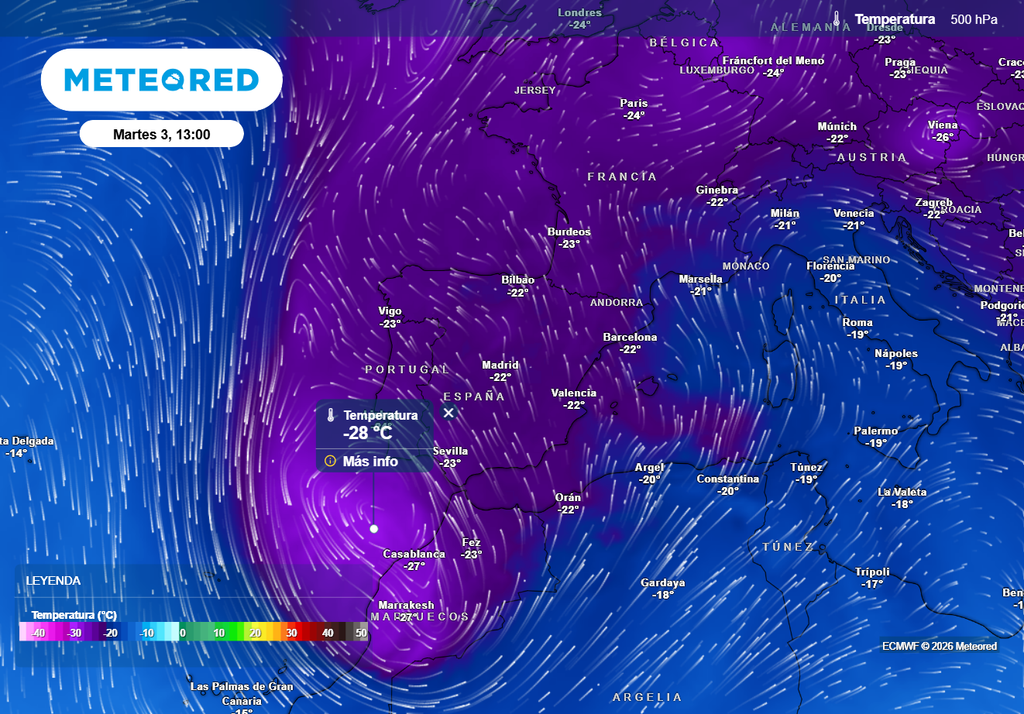 El centro de la dana se situará en el norte de Marruecos, permaneciendo en ese sector durante varios días.