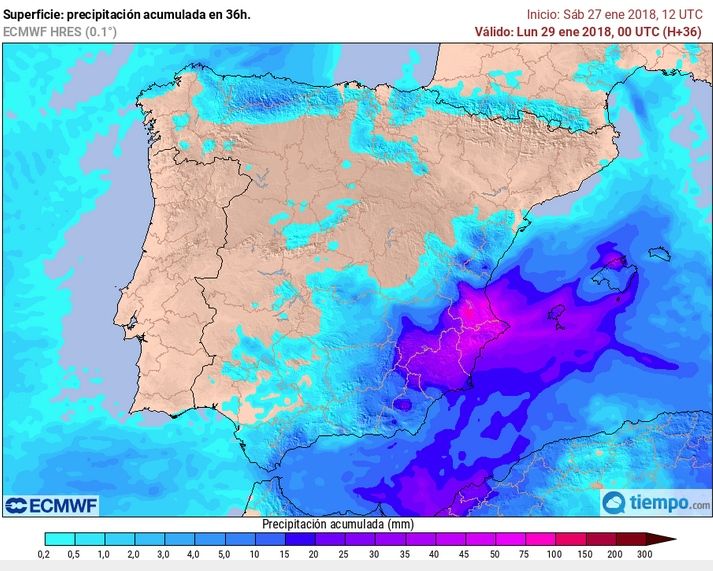 La Dana Y Primeras Precipitaciones Significativas A 28 De Enero De 2018