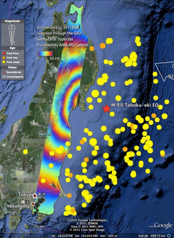 La Deformación De La Tierra Tras El Terremoto De Japón, Vista Desde El Espacio