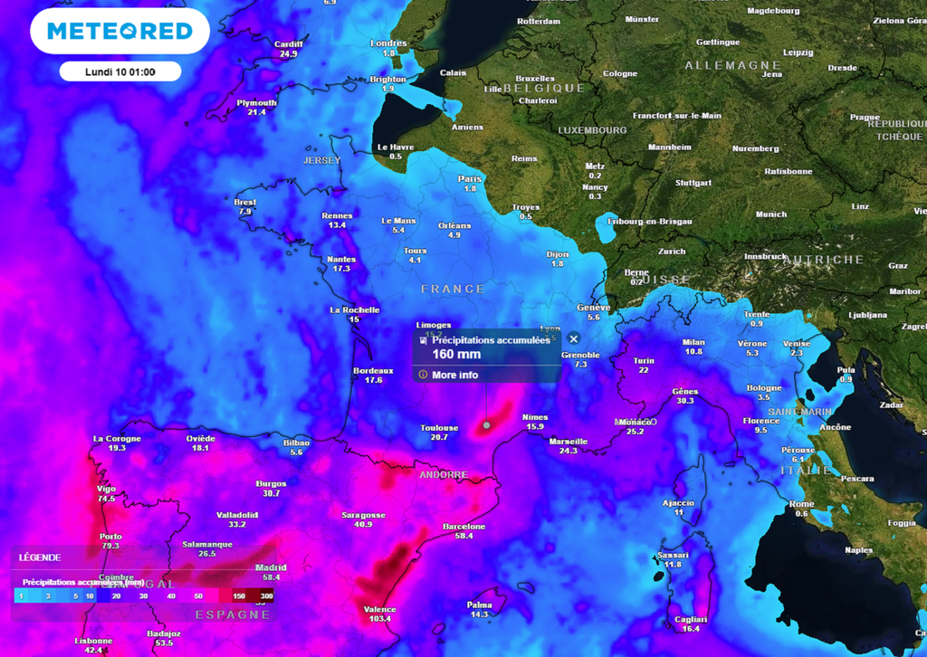 D'ici la fin du week-end, les cumuls de pluies seront parfois importants dans le sud du pays. D'ici la fin du week-end, les cumuls de pluies seront parfois importants dans le sud du pays.