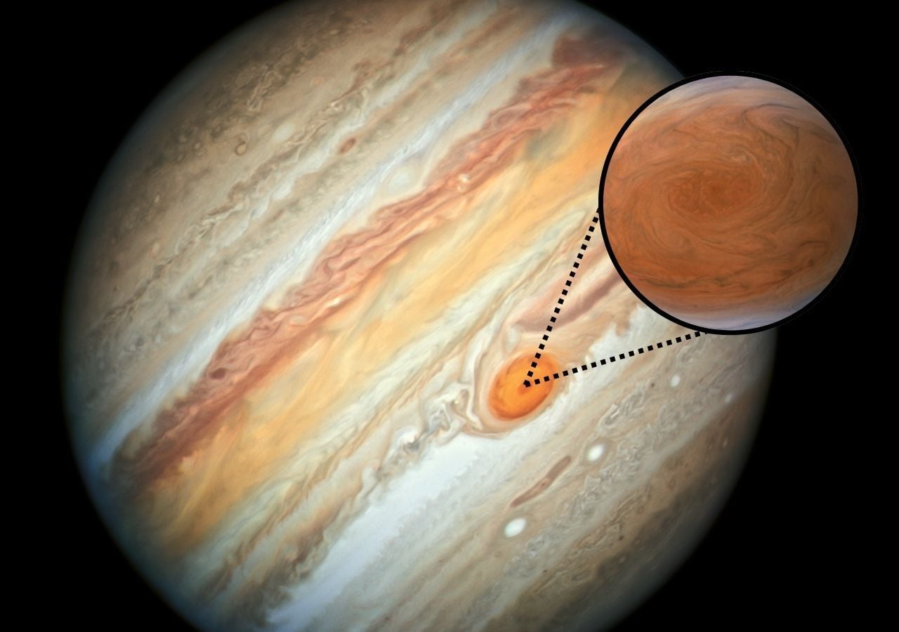 La Gran Mancha Roja de Júpiter es la tormenta más grande del sistema solar. Crédito: NASA
