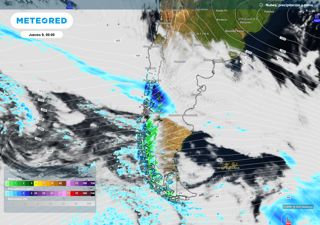 mapa de lluvia y nieve.