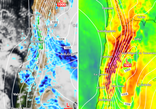 La DMC emite una alerta y diversos avisos por viento, lluvias y tormentas que afectarán a Chile hasta el sábado