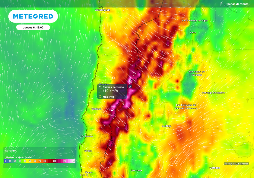 mapa de ráfagas de viento
