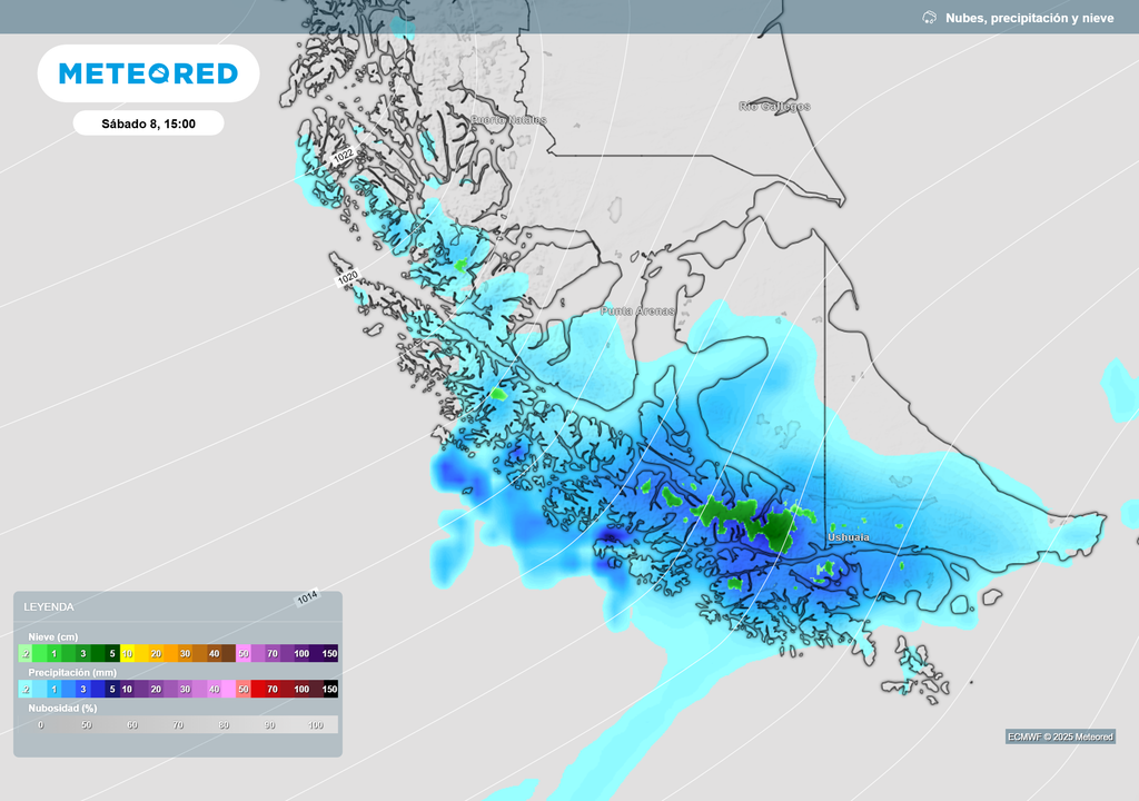 mapa de lluvia y nieve.