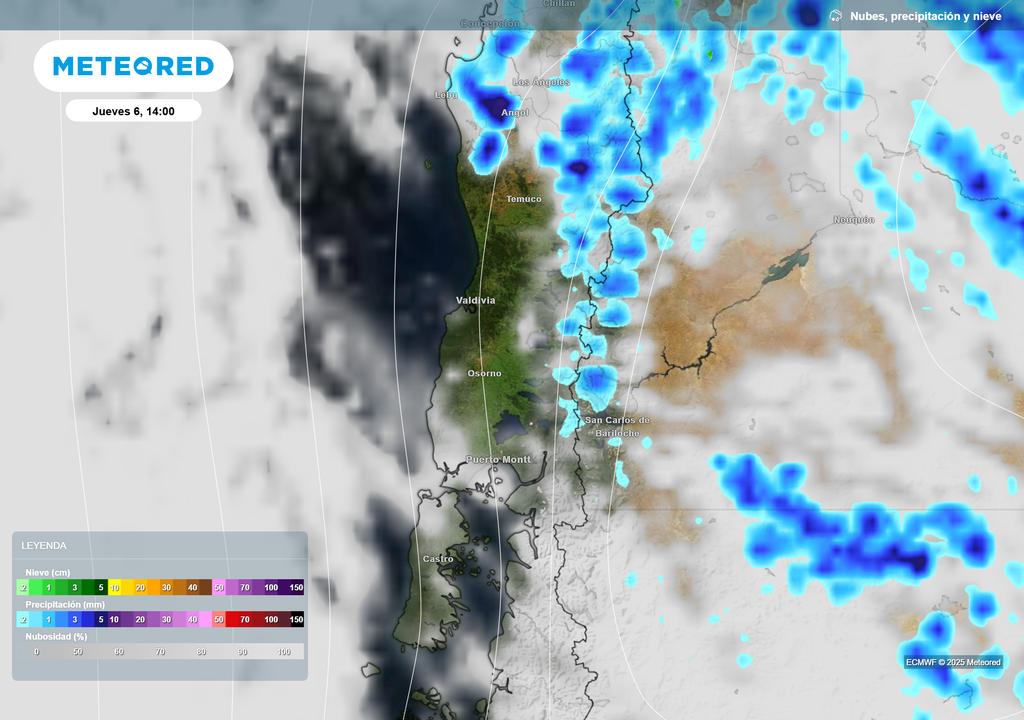 mapa de lluvias y nieve.