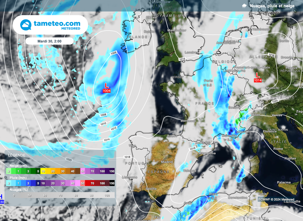 Pluies voire orages pourraient prendre place en toute fin de mis et début mai.