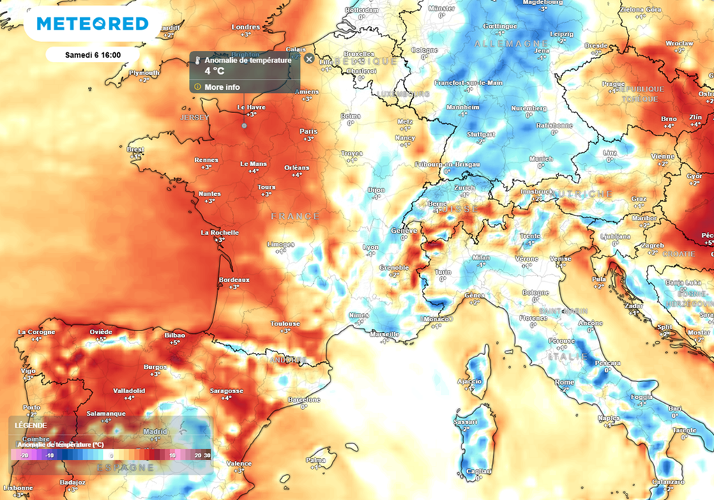 Ce week-end, le mercure affichera souvent entre 3 et 5°C de plus que les normales dans l'ouest.