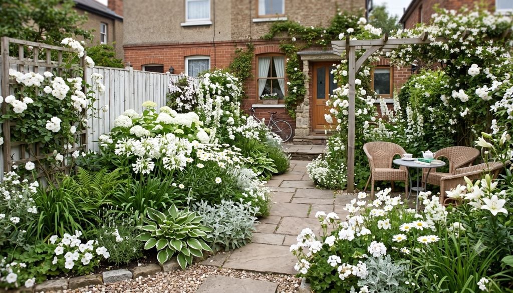 El blanco es ideal para patios pequeños: refleja la luz y amplía visualmente el espacio.