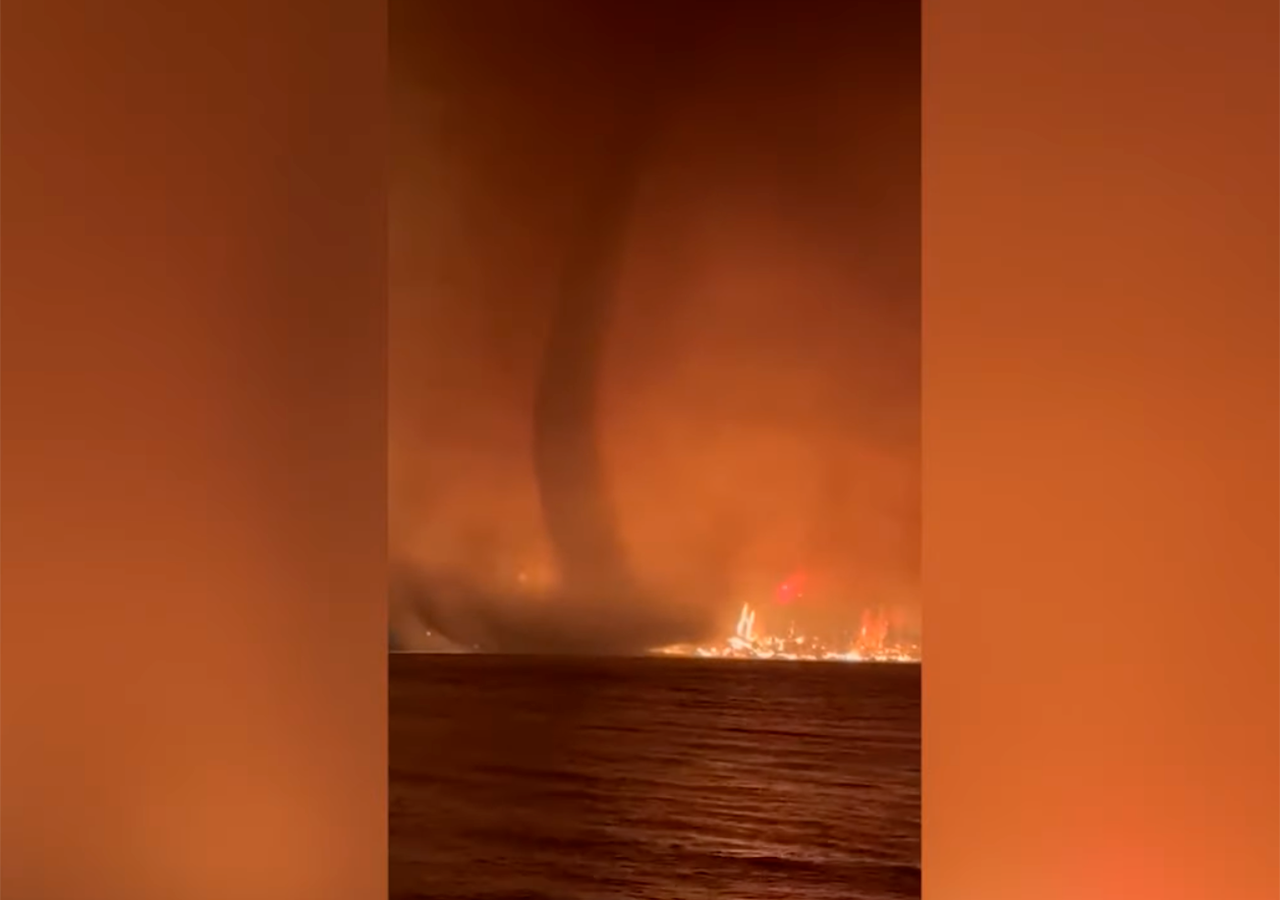 a huge rare fire tornado