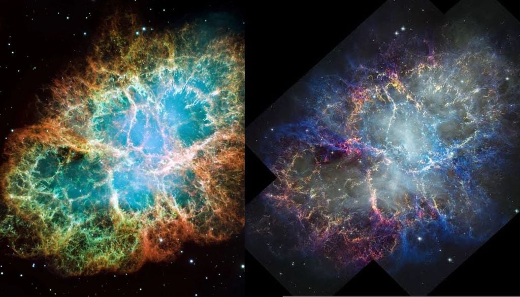 La Nebulosa Cangrejo es el resto de una supernova ubicada a unos 6.500 años luz de la Tierra, en la constelación de Tauro