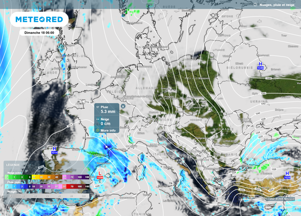Pluie et neige dimanche