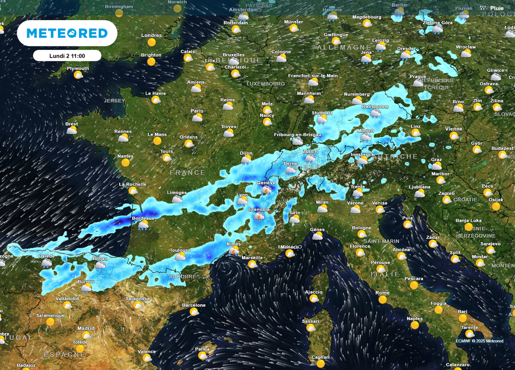 Pluies lundi Europe