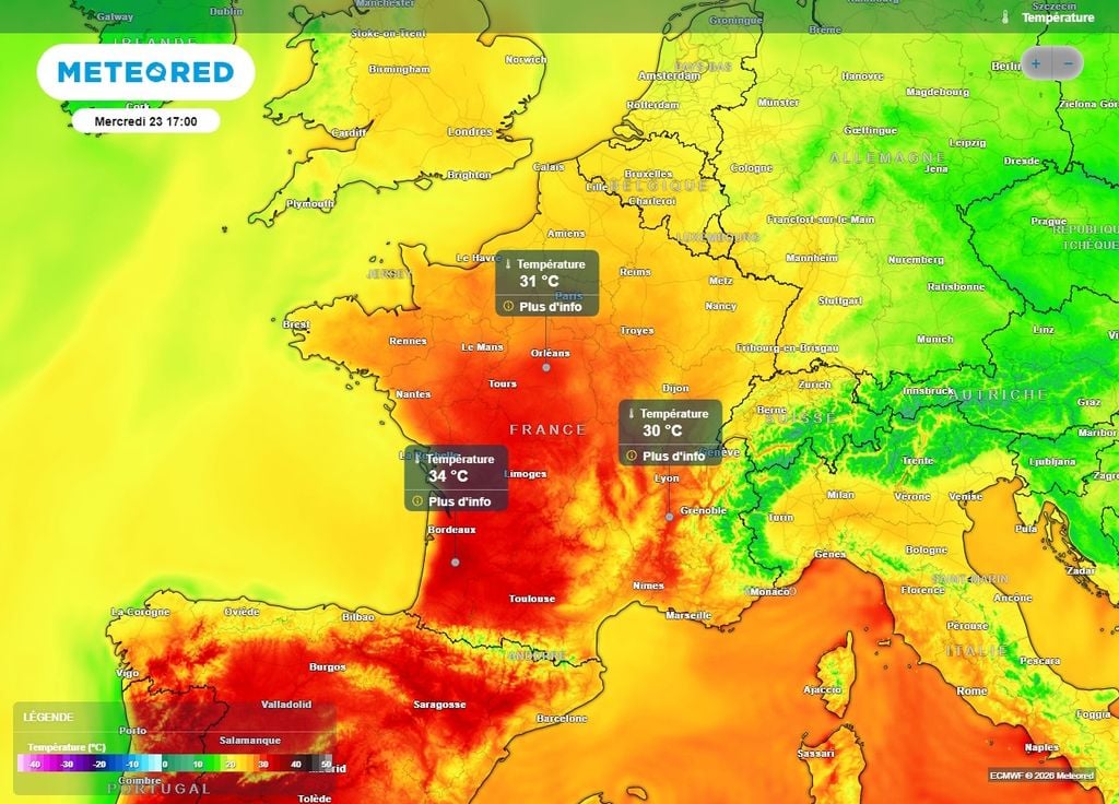Des températures de 30 à 35°C sont attendues en France le mercredi 23 septembre