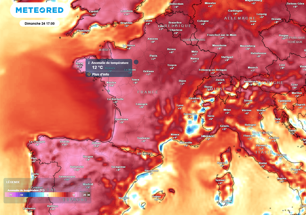 Les valeurs seront souvent situées au-delà des 10°C au-dessus des normales de saison. Les valeurs seront souvent situées au-delà des 10°C au-dessus des normales de saison.