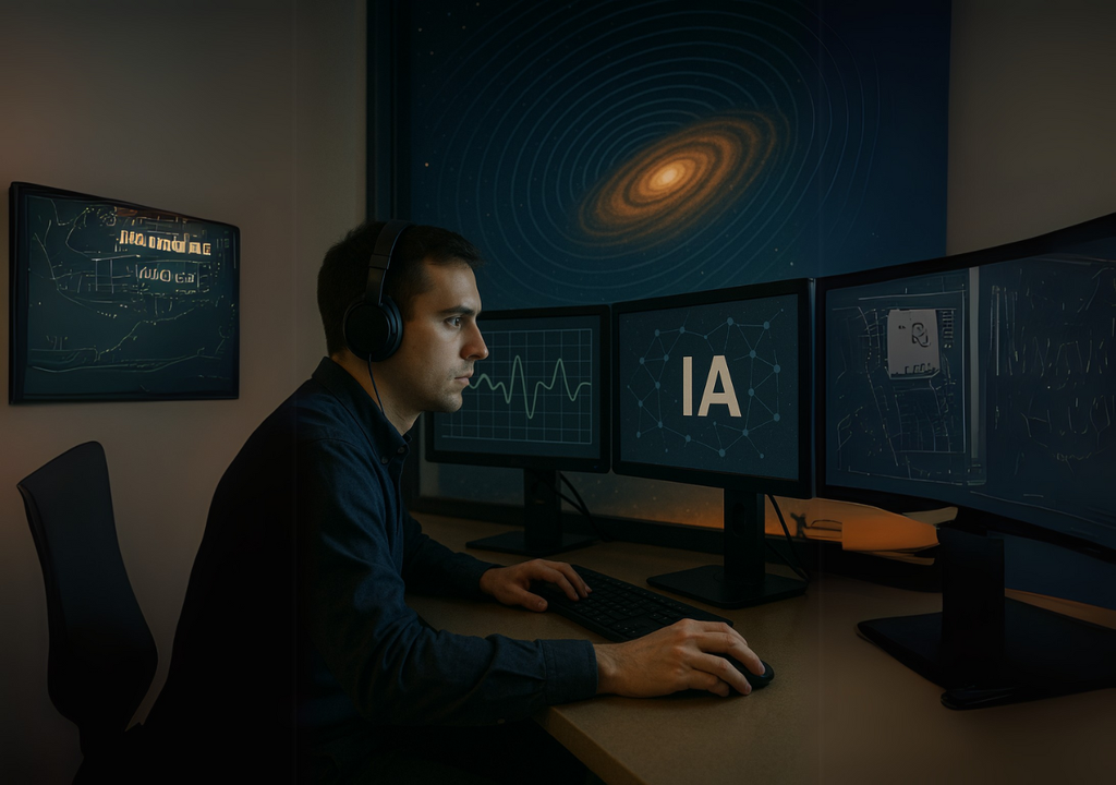Científico trabajando con IA. Científico trabajando con IA.