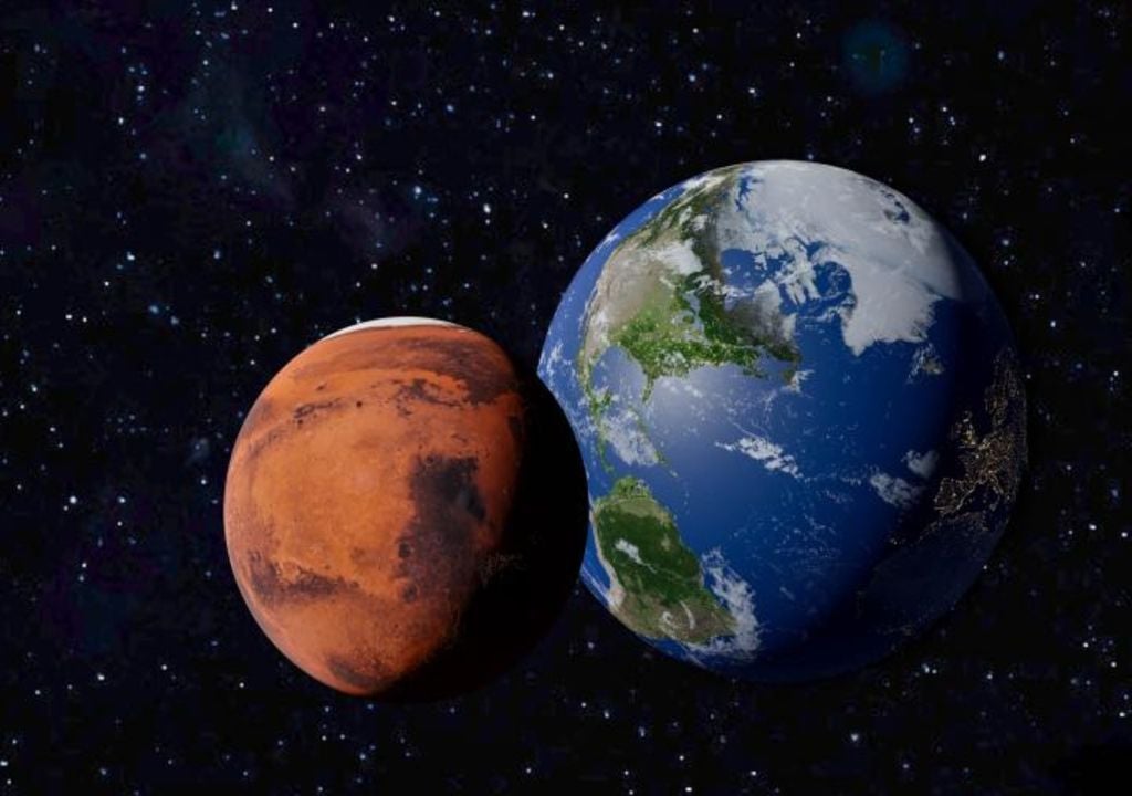 planetas Marte e Terra