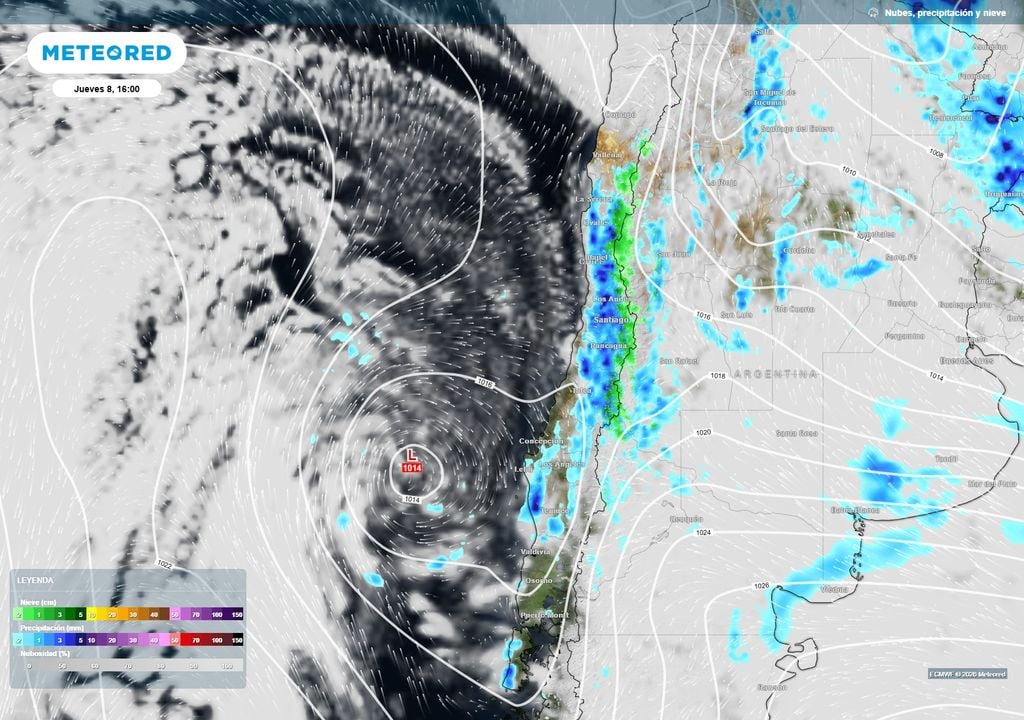 mapa de lluvia y nieve Para este jueves se espera que la baja presión siga favoreciendo precipitaciones desde la zona central hacia el centro-sur, con mayor actividad durante la tarde.