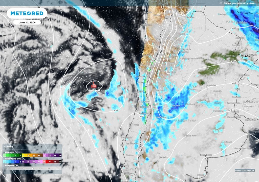 Para el lunes se proyecta una nueva baja presión frente a Chile.
