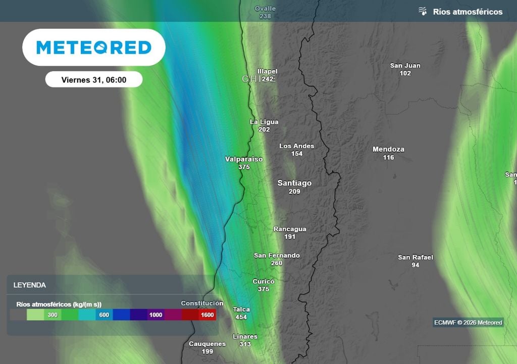 Otra vez el sistema frontal llegará con mas combustible producto del impacto de un río atmosférico.