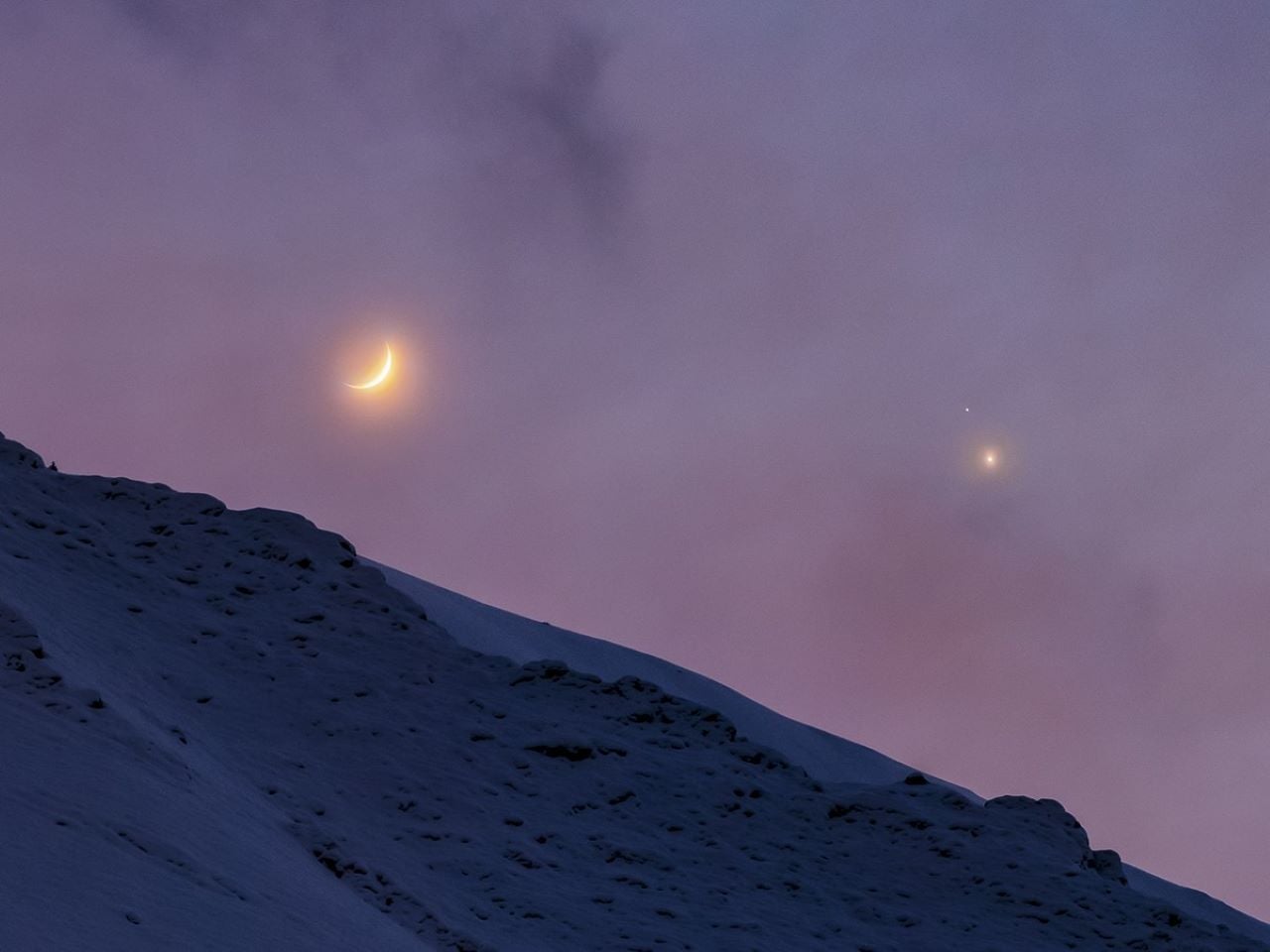 "Conjunction after Sunset". Crédito & Copyright: Alireza Vafa