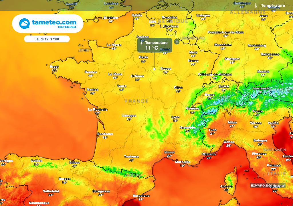 Grande fraîcheur sous les averses cet après-midi.