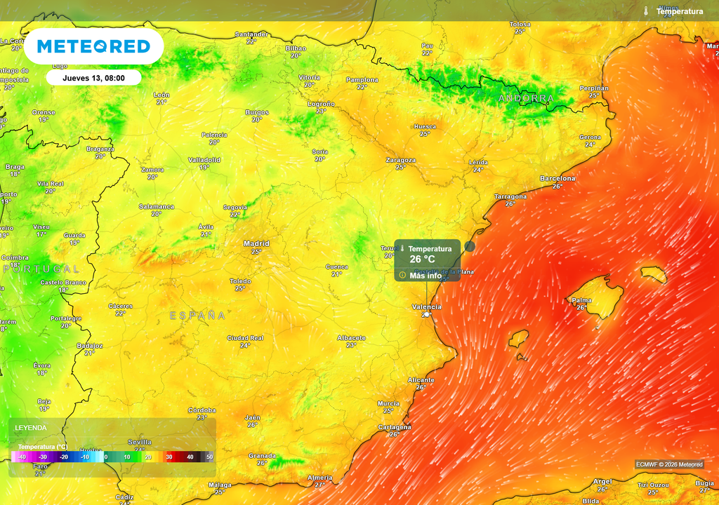 Las cifras en las primeras horas del día superarán los 20 ºC prácticamente de forma generalizada.