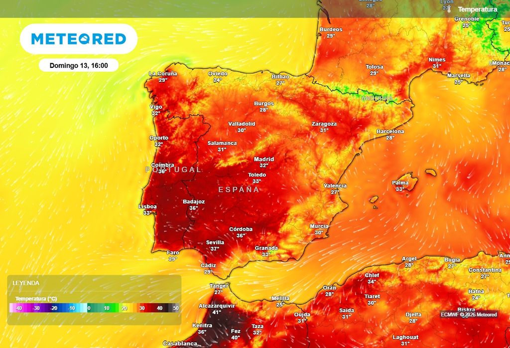El domingo ya se superarán los 35 ºC en el valle del Guadalquivir y la depresión del Guadiana.