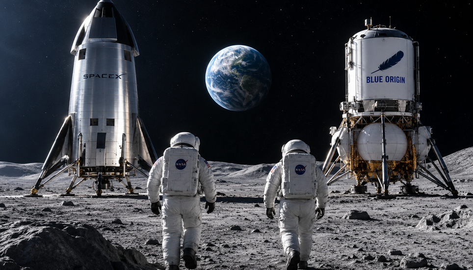 NASA reorganiza Artemis para voltar à Lua em 2028: SpaceX e Blue Origin competem para levar astronautas