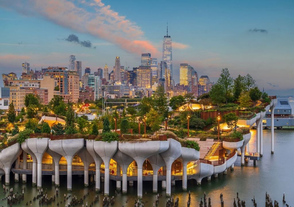 Le isole artificiali nella baia di Hudson, a New York