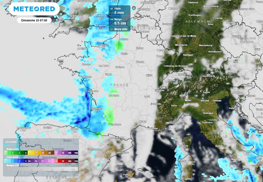 La perturbation attendue dans l'ouest dimanche pourrait provoquer un épisode de neige de redoux.
