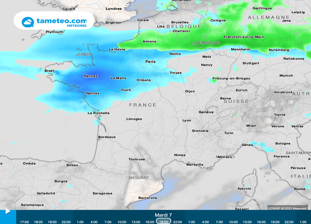 Pluie voire neige sont possibles pour le début de semaine sur la moitié Nord de la France. Le risque de neige seule est à confirmer ces prochains jours.