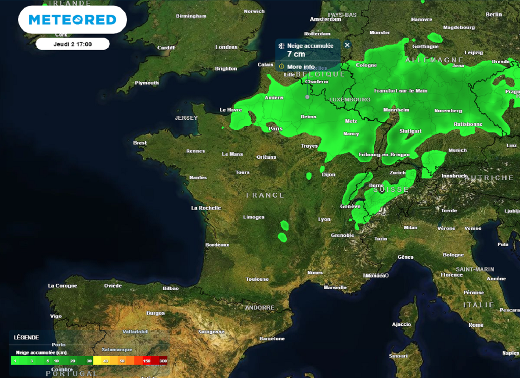 Une petite pellicule de quelques centimètres est possible ce jeudi dans le nord-est.