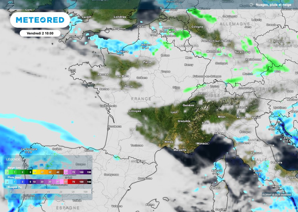 La perturbation arrivera par le nord / nord-ouest du pays en début de matinée.