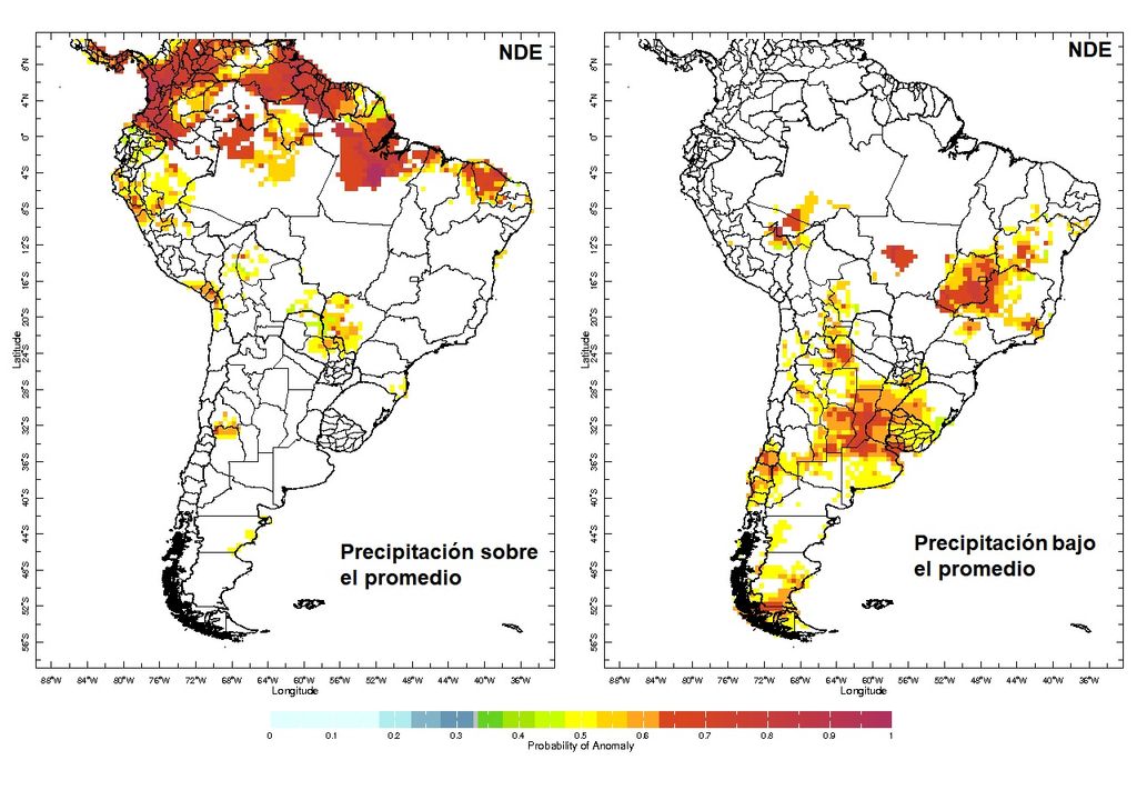 Probabilidad de anomalías precipitación La Niña América del Sur Probabilidad de anomalías precipitación La Niña América del Sur
