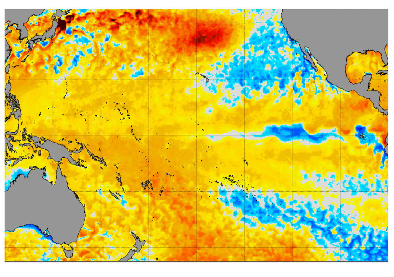 Las aguas del Pacífico se enfrían, debilitando a El Niño y dando paso a La Niña en verano. NOAA