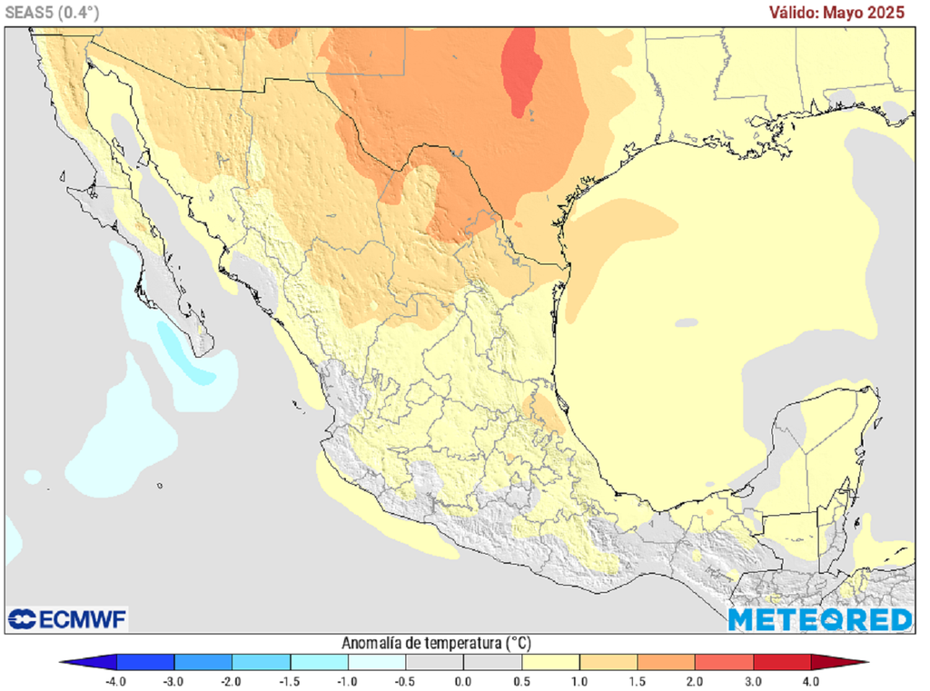 Anomalía de temperaturas en grados Celsius