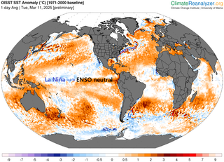 Actualización del estado de La Niña a 13 de marzo de 2025: hacia el fin de este episodio corto y débil