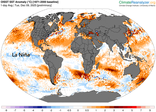 Al evento actual de La Niña le queda uno o dos meses, después transición a ENSO neutral en 2026, según la NOAA