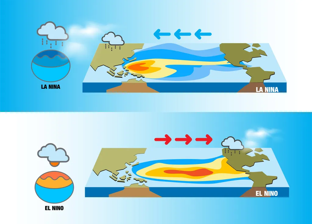 La Niña, phénomène caractérisé par un refroidissement des eaux du Pacifique, contraste avec El Niño et ses effets de réchauffement.
