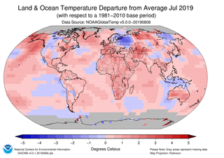 La NOAA deja a julio de 2019 como el mes más caluroso de la Tierra