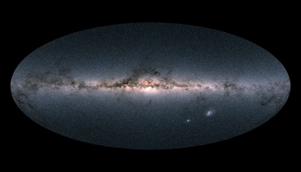 L'immagine mostra la Via Lattea come vista da Gaia, basata sulle misure di quasi 1,7 miliardi di stelle. Credit: ESA/Gaia/DPAC, CC BY-SA 3.0 IGO